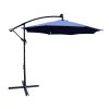 10 ft Outdoor Patio Umbrella Solar Powered LED Lighted Sun Shade Market Waterproof 8 Ribs Umbrella with Crank and Cross Base for Garden Deck Backyard