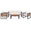 GO Large Size 4-pieces Outdoor Furniture sofa for 5 Person Conversation Set, Garden Sofa Set With Removable Cushion, Metal And Wood Frame Sofa set