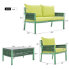 4-Piece Rope Patio Furniture Set, Outdoor Furniture with Tempered Glass Table